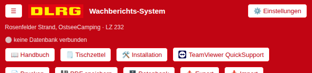 Kopfzeile mit den Buttons Drucken und PDF speichern